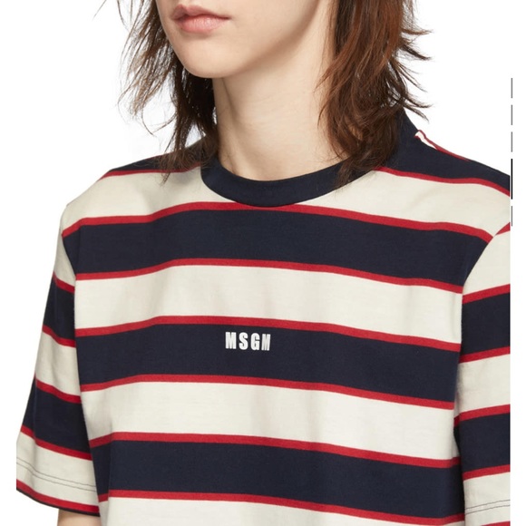 MSGM Striped Logo T-Shirt - Picture 7 of 8
